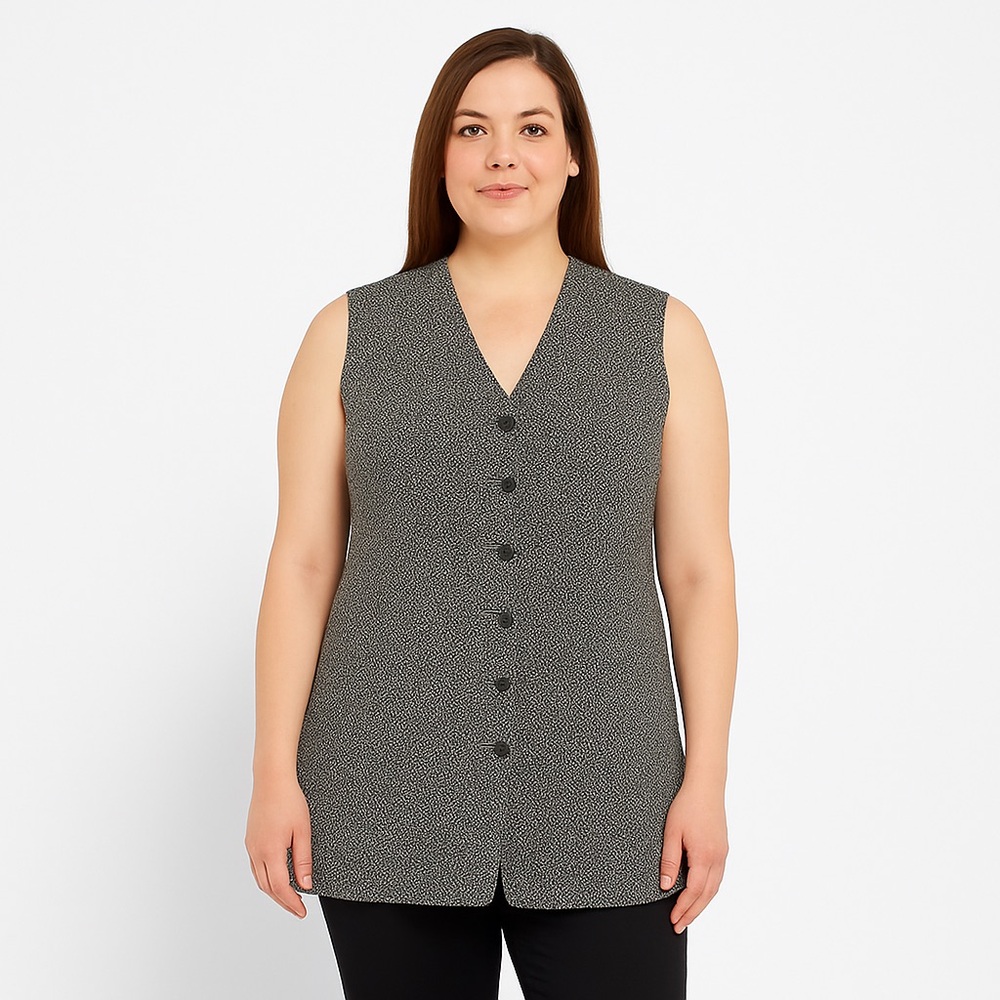 Talbots Black and White Button Down Sleeveless Shirt